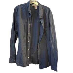 H M LOGG Mens Regular Fit Long Sleeve Button‎ Down Shirt L Blue Cotton